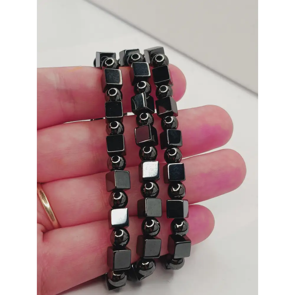🖤✨ Hematite Bracelet – Cube Moon or Tree for Grounding and Balance 🌑 - Cube