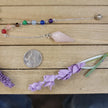 HEXAGON POINTED PENDULUM W/CHACKRA CHAIN - ROSE QUARTZ - Pendulums & Mats