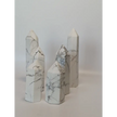 Hand-carved Howlite point featuring soft white coloring with graceful gray veining, displayed on a white background.