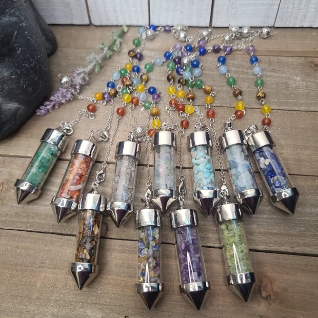 CRYSTAL JAR PENDULUM - CHAKRA CHAIN - Pendulums & Mats