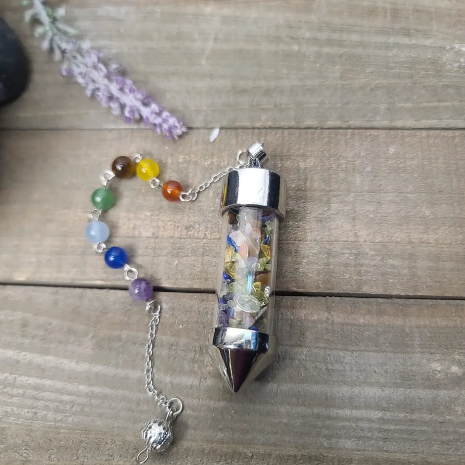 CRYSTAL JAR PENDULUM - CHAKRA CHAIN - MULTI - Pendulums & Mats