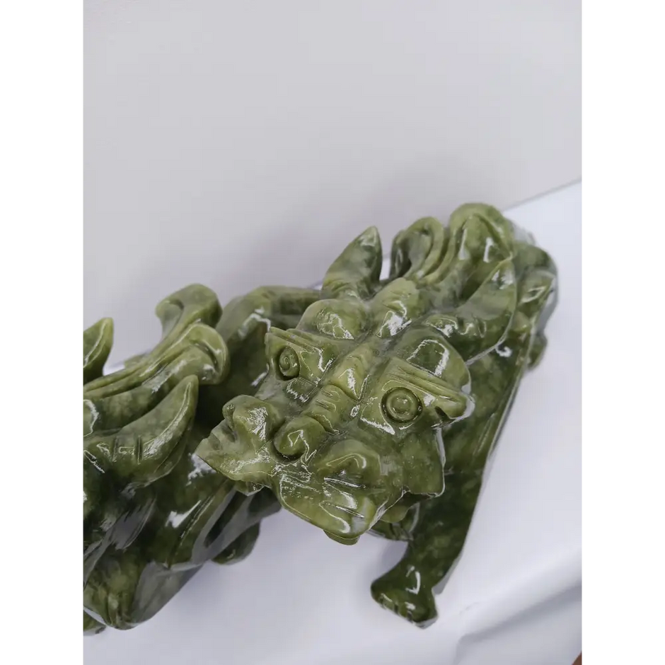 🐉💰 Large Pixiu Money Dragon Pair 8.5 x 5.25 Inch – Wealth Protection and Good Fortune ✨ - Carvings