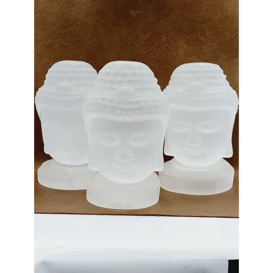 🤍✨ Large Selenite Buddha Head Carving – Enlightenment Serenity and High-Vibrational Clarity! 🧘 - Carvings