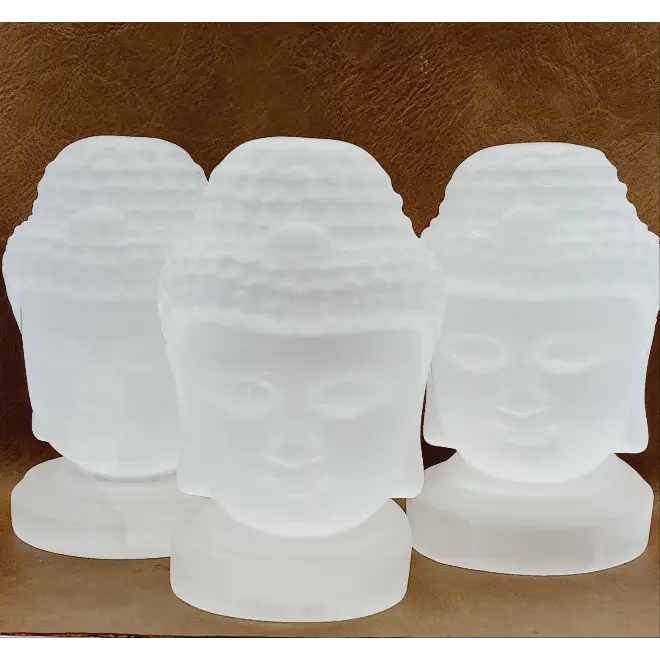 🤍✨ Large Selenite Buddha Head Carving – Enlightenment Serenity and High-Vibrational Clarity! 🧘 - Carvings