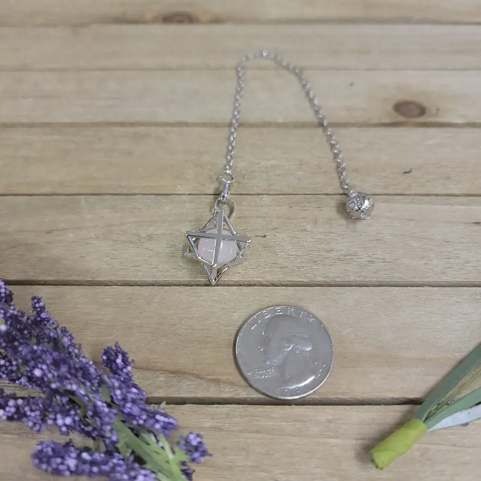MERKABA / CRYSTAL PENDULUM - ROSE QUARTZ - Pendulums & Mats