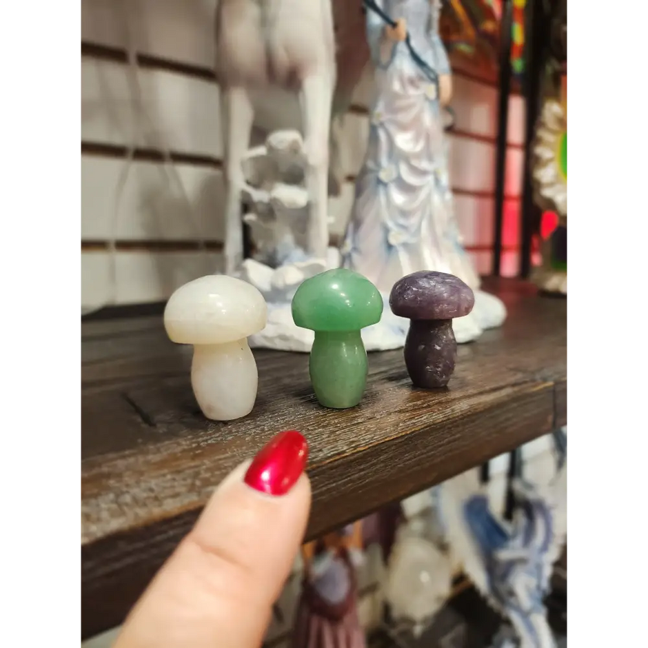 Little Stone Carvings- Owl Gnome Fairy Mushroom Llama Middle fingers and Bats - mushroom