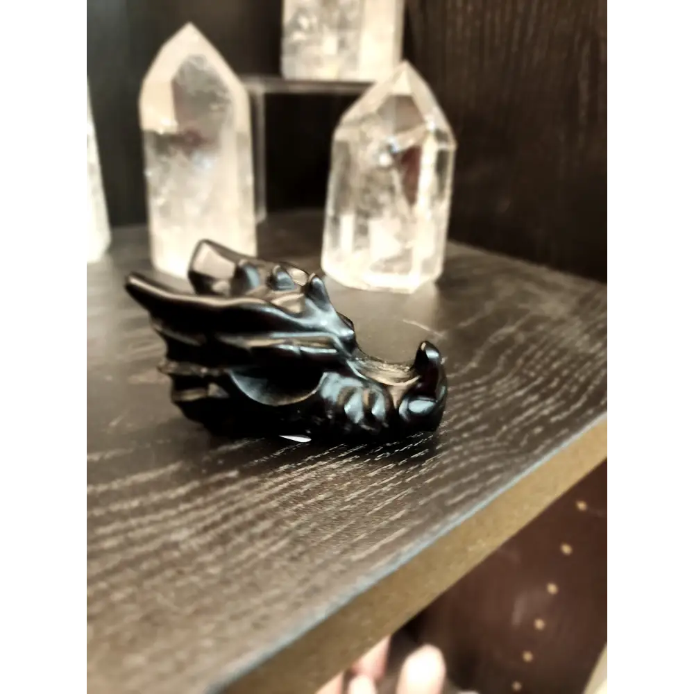 🐉✨ Mixed Material Crystal Dragon Heads – 3’’ – Mystical Guardians & Unique Energy Blends! 🌈 - Obsidian - Carvings