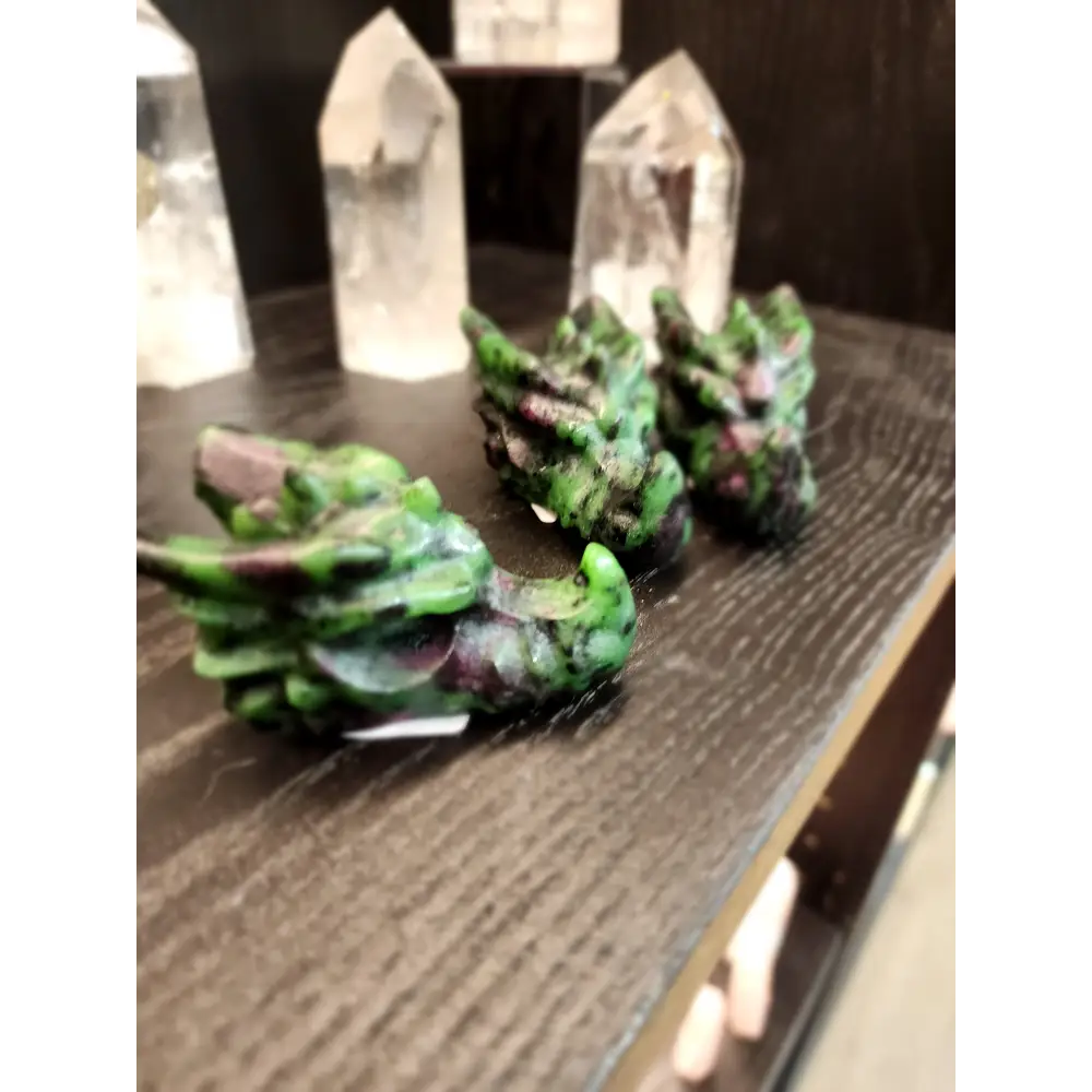 🐉✨ Mixed Material Crystal Dragon Heads – 3’’ – Mystical Guardians & Unique Energy Blends! 🌈 - Ruby Fushcite - Carvings