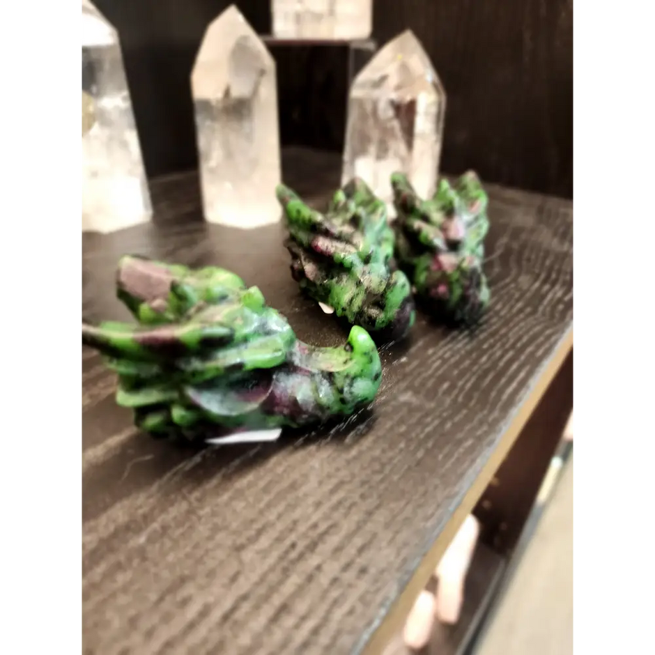 🐉✨ Mixed Material Crystal Dragon Heads – 3’’ – Mystical Guardians & Unique Energy Blends! 🌈 - Ruby Fushcite - Carvings