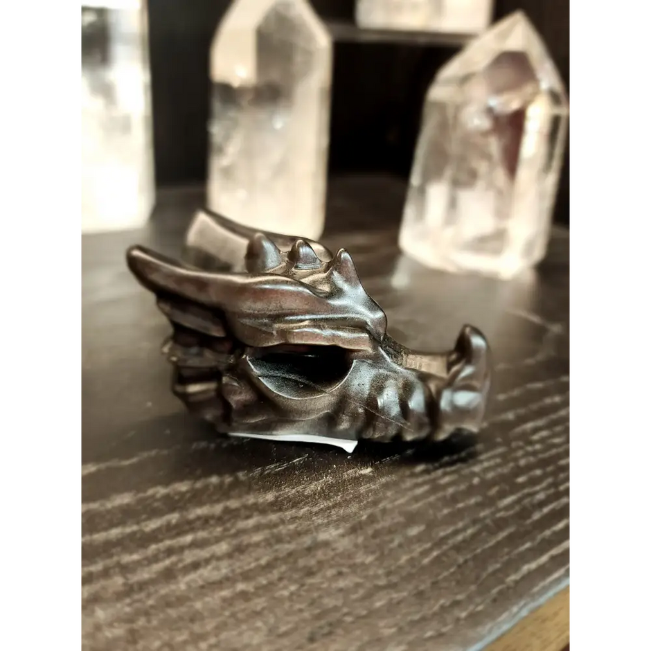 🐉✨ Mixed Material Crystal Dragon Heads – 3’’ – Mystical Guardians & Unique Energy Blends! 🌈 - Silver Sheen Obsidian