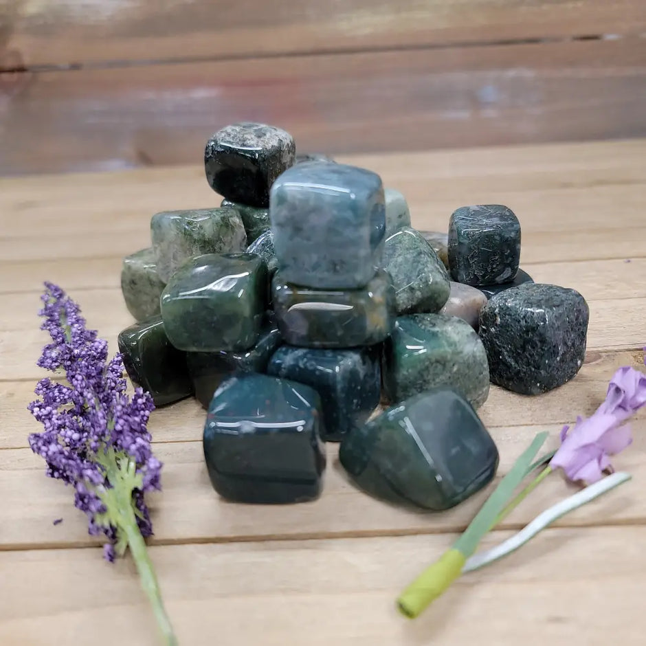Moss Agate CUBES - Tumbles