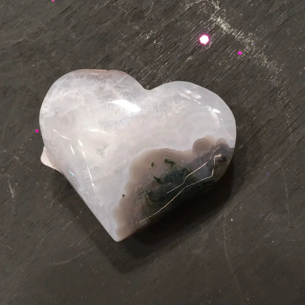 Incredible Moss Agate Palmstones and Hearts - Heart - PALM