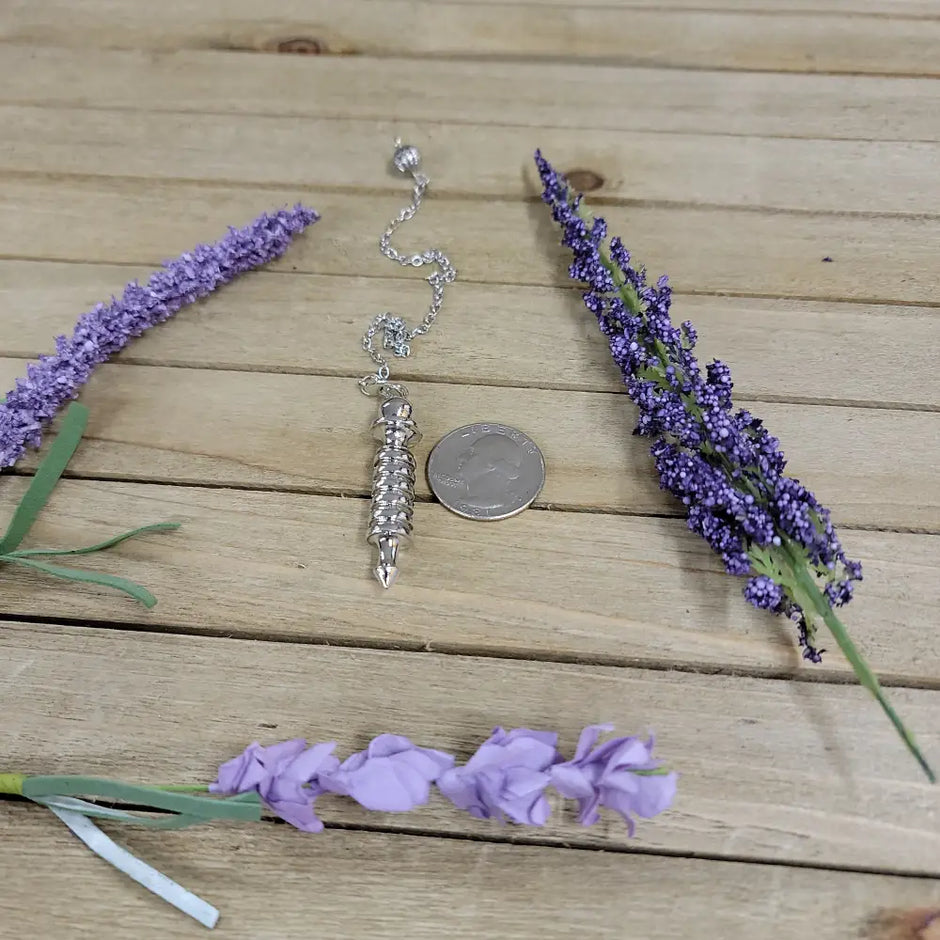 NOTCHED ISIS PENDULUM - SILVER COATED - Pendulums & Mats
