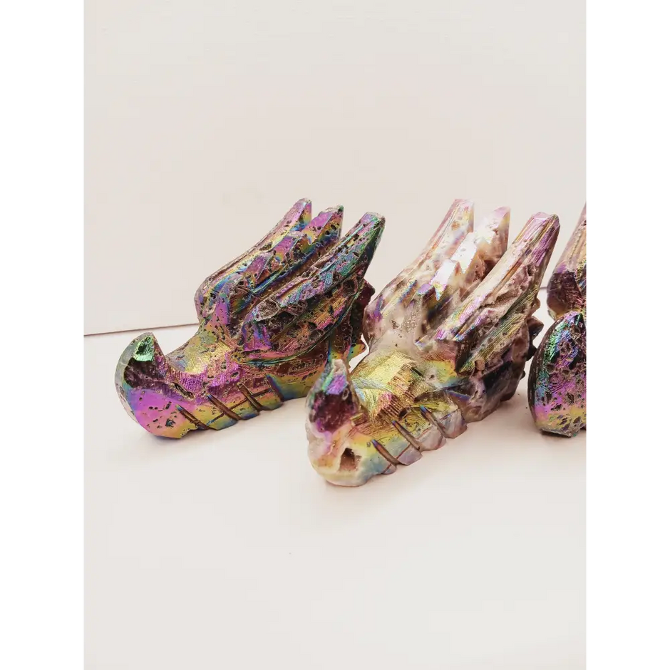 🐉💜 Purple Aura Dragon Head – Sphalerite 4’’ – Power Transformation and Mystical Protection ✨ - Carvings