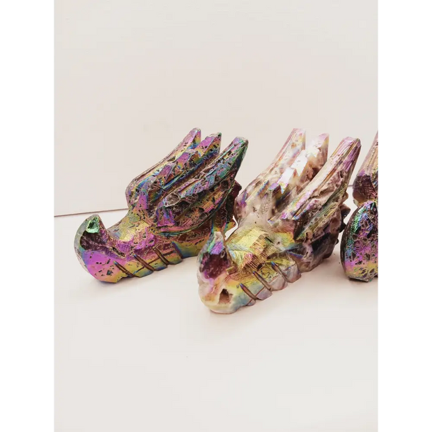 🐉💜 Purple Aura Dragon Head – Sphalerite 4’’ – Power Transformation and Mystical Protection ✨ - Carvings