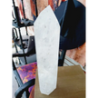 Diamantina clear quartz tower, 17 inches tall, polished with exceptional clarity and natural inclusions, displayed on a white background.