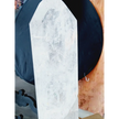 Diamantina clear quartz tower, 17 inches tall, polished with exceptional clarity and natural inclusions, displayed on a white background.