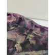 Rainbow fluorite bowl, 7.5 inches, with vibrant bands of color and a garden-like pattern on the back, displayed on a white background.