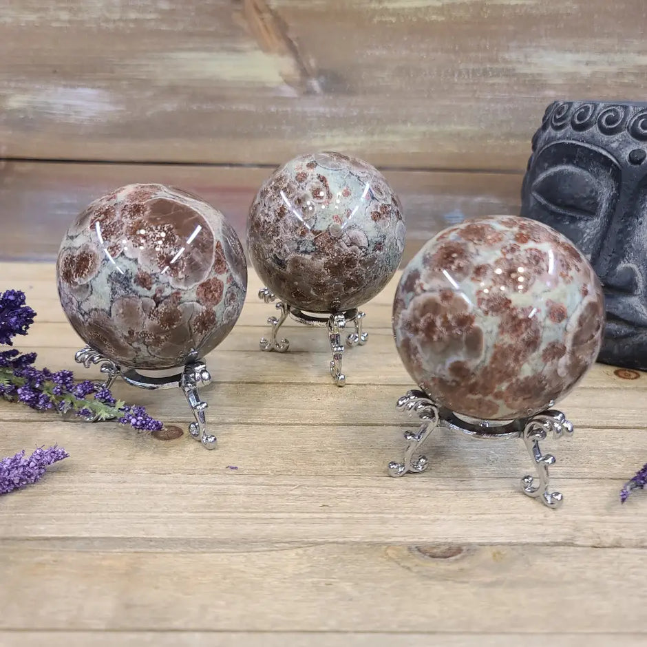 💚🌸 RARE! Green Sakura Flower Agate – Renewal Heart Healing and Blossoming Growth! 🌸💚 - Spheres