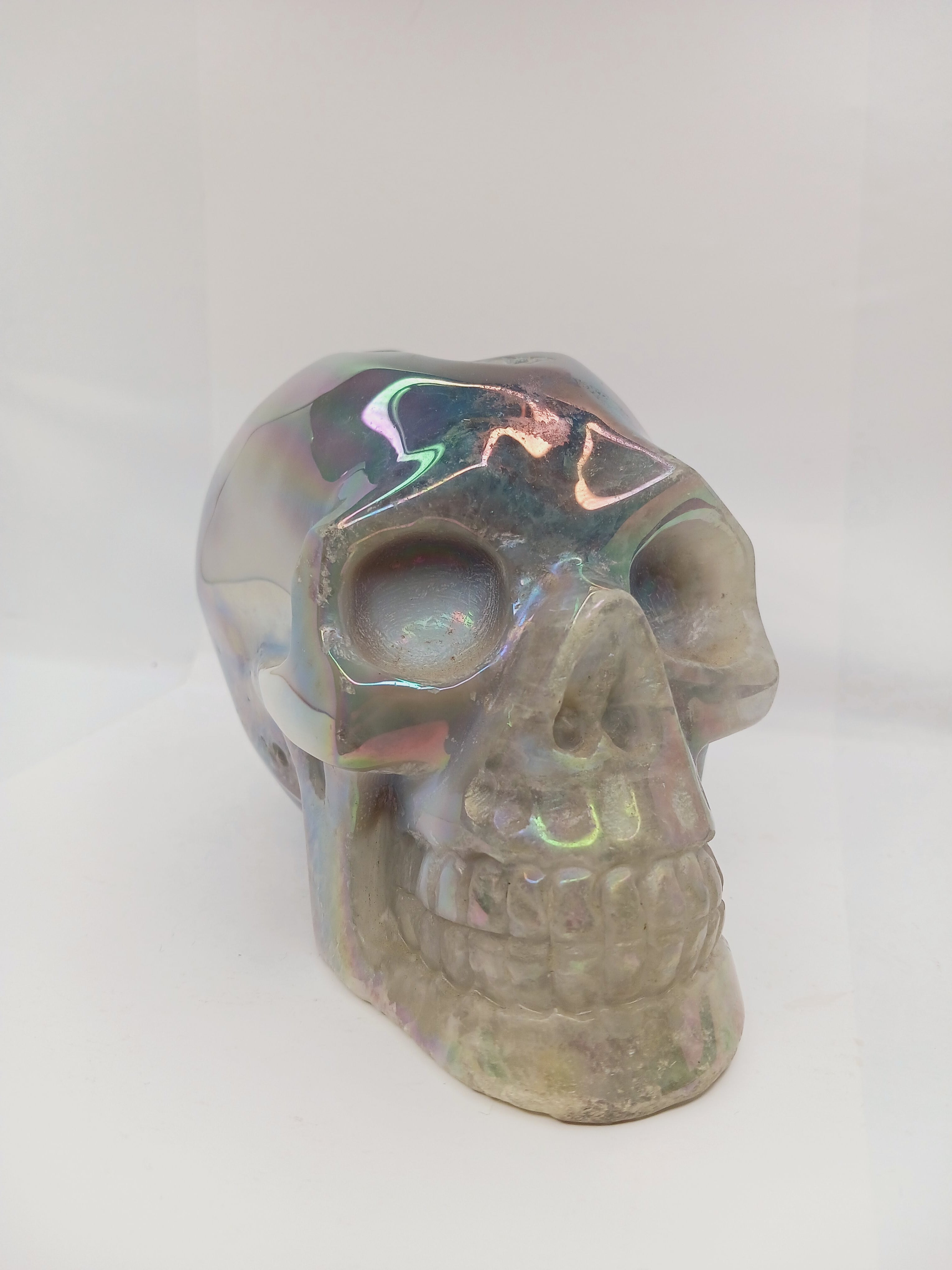 Agate Aura Coated Druzy Skull (6 x 4