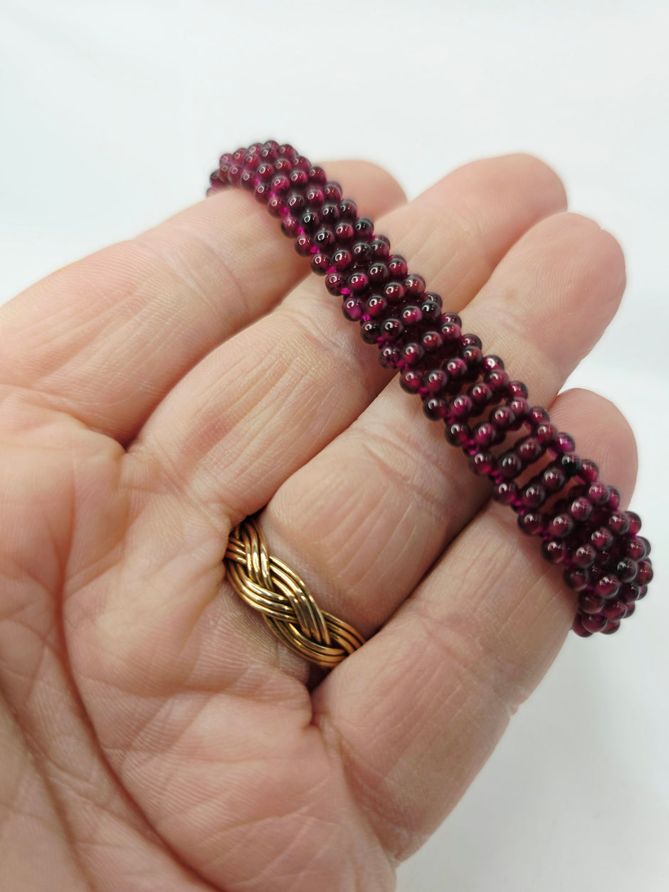 Woven Garnet Stretch Bracelet – Passion and Vitality Crystal Jewelry