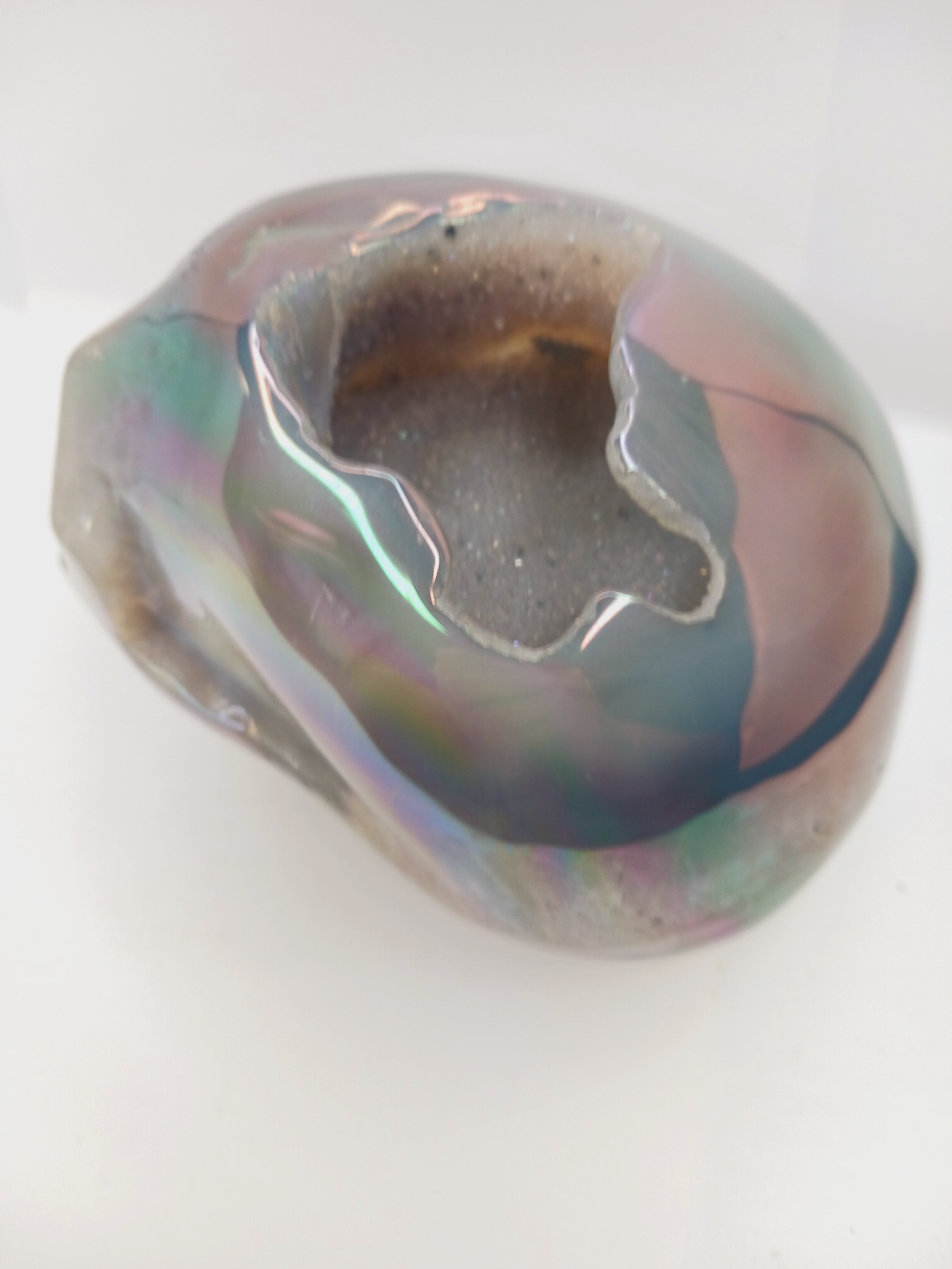 Agate Aura Coated Druzy Skull (6 x 4