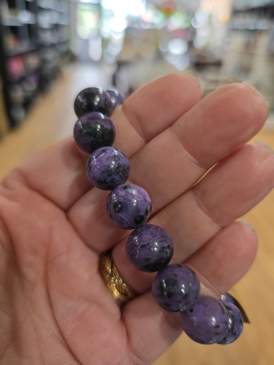 Charoite Bracelet (12mm) – Stretchy Crystal Bracelet for Transformation and Intuition