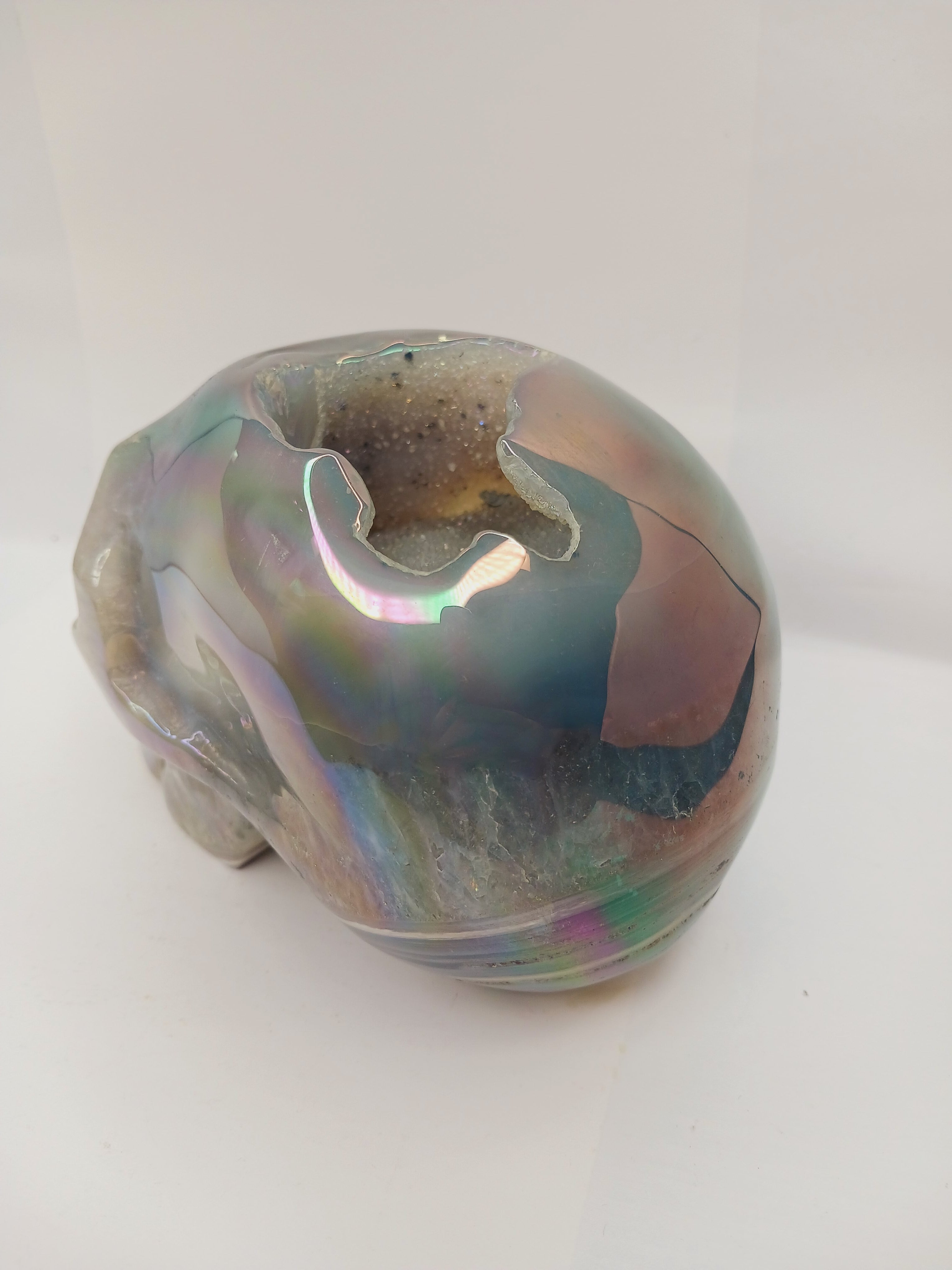 Agate Aura Coated Druzy Skull (6 x 4