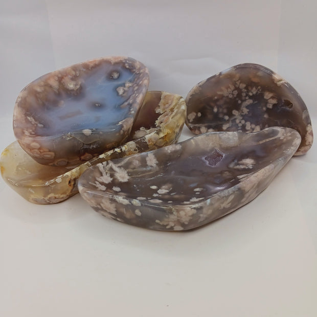 Black Floral Agate Offering Bowls (4 Inch to 6 Inch) – Assorted Sizes for Altar and Sacred Space