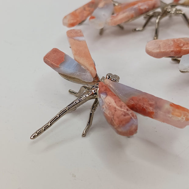Pink Cotton Agate Dragonfly (2.25 Inch) – Silvertone Body, Peace and New Beginnings