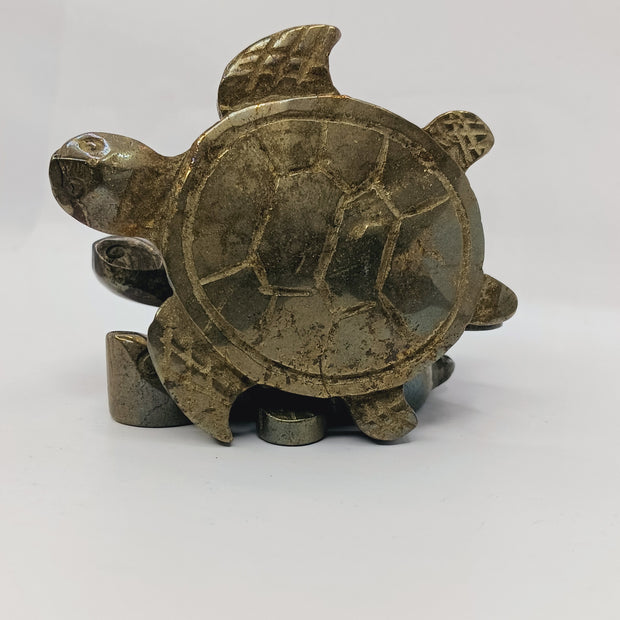 Pyrite Turtle Carving (2.5 Inch) – Abundance, Confidence and Protective Energy