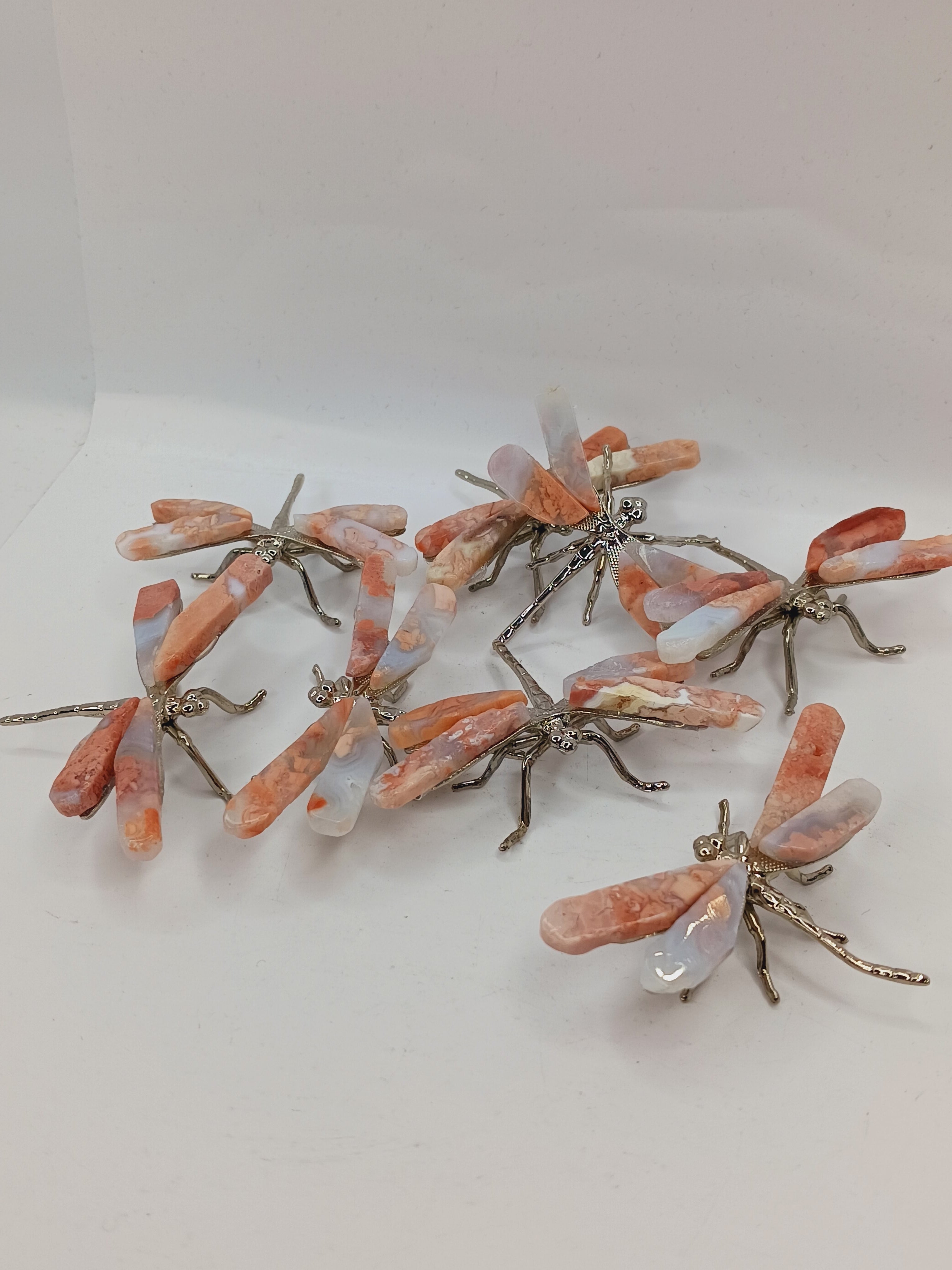Pink Cotton Agate Dragonfly (2.25 Inch) – Silvertone Body, Peace and New Beginnings