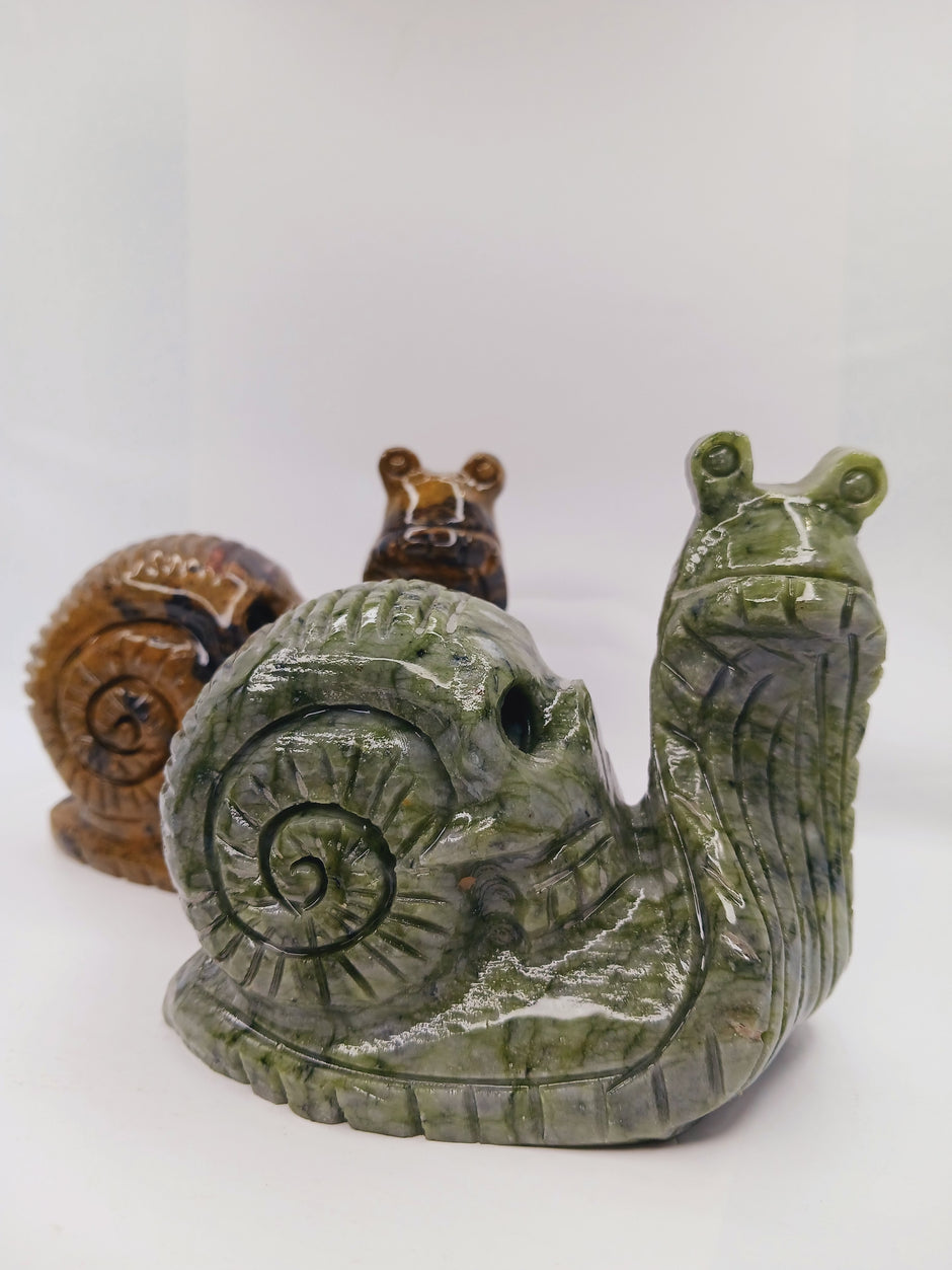 Mountain Jasper and Jade Alien Figurine (4") – Hand-Carved Crystal Statue