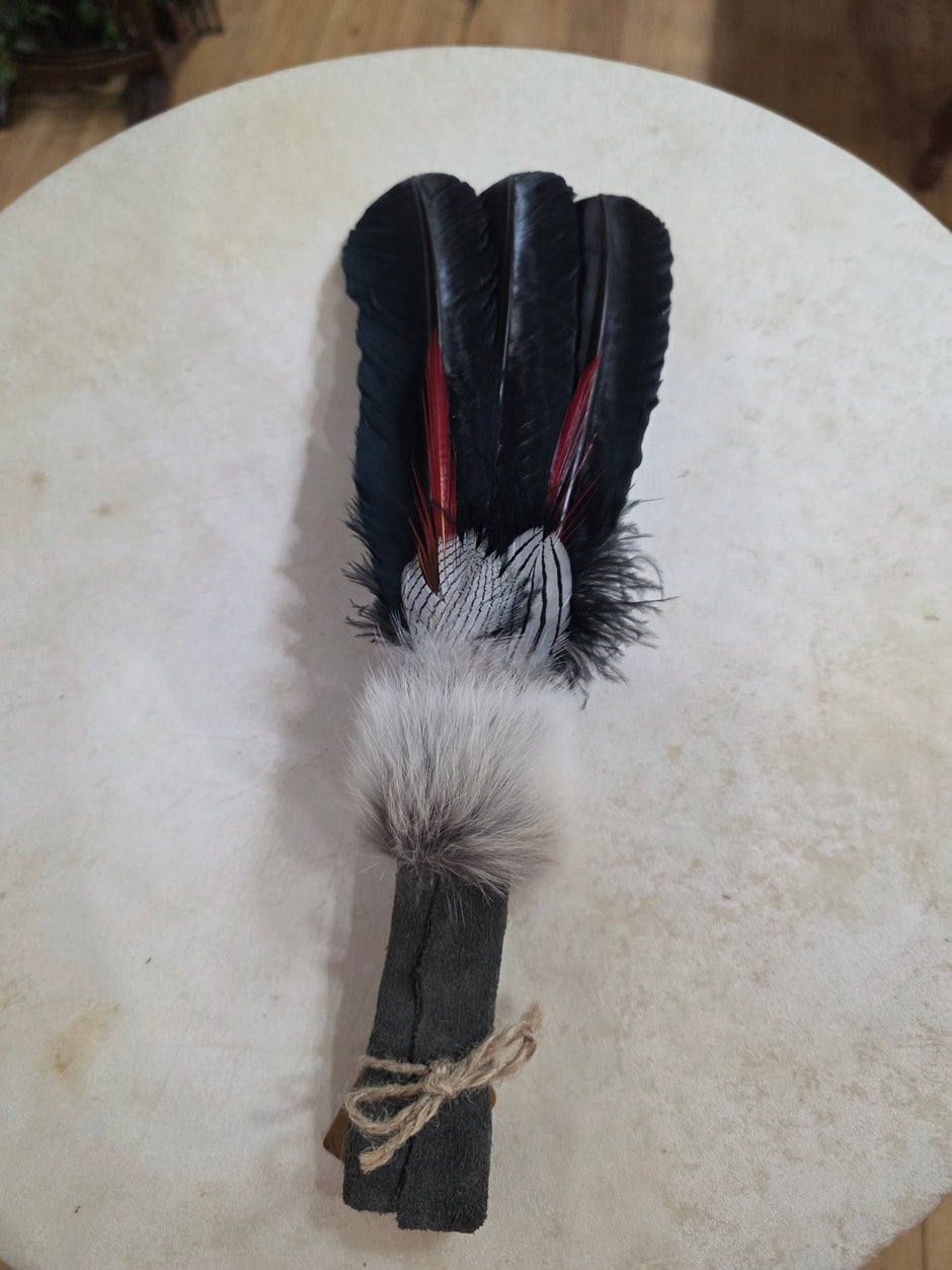 14" Smudge Wand for Energy Clearing | Herkimer Diamond + Feather Wand