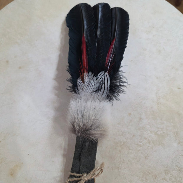 14" Smudge Wand for Energy Clearing | Herkimer Diamond + Feather Wand