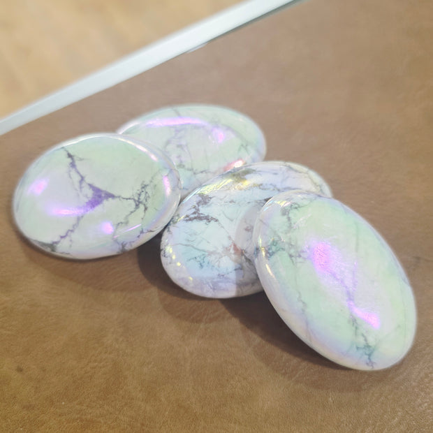 Aura Howlite Palm Stone – Calm and Peaceful Energy for Stress Relief