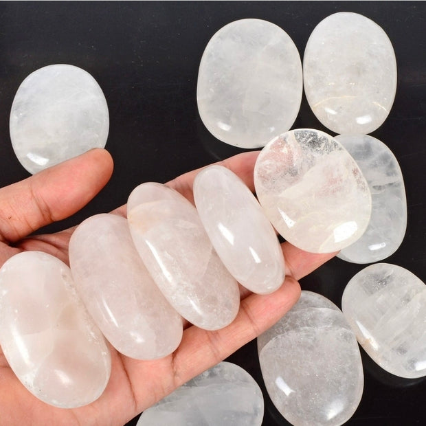 Milky Clear Quartz Palmstone – Clarity, Amplification and Healing