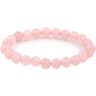 Polished rose quartz bracelet with 8mm soft pink beads, displayed on a white background. Perfect for love, compassion, and heart healing.
