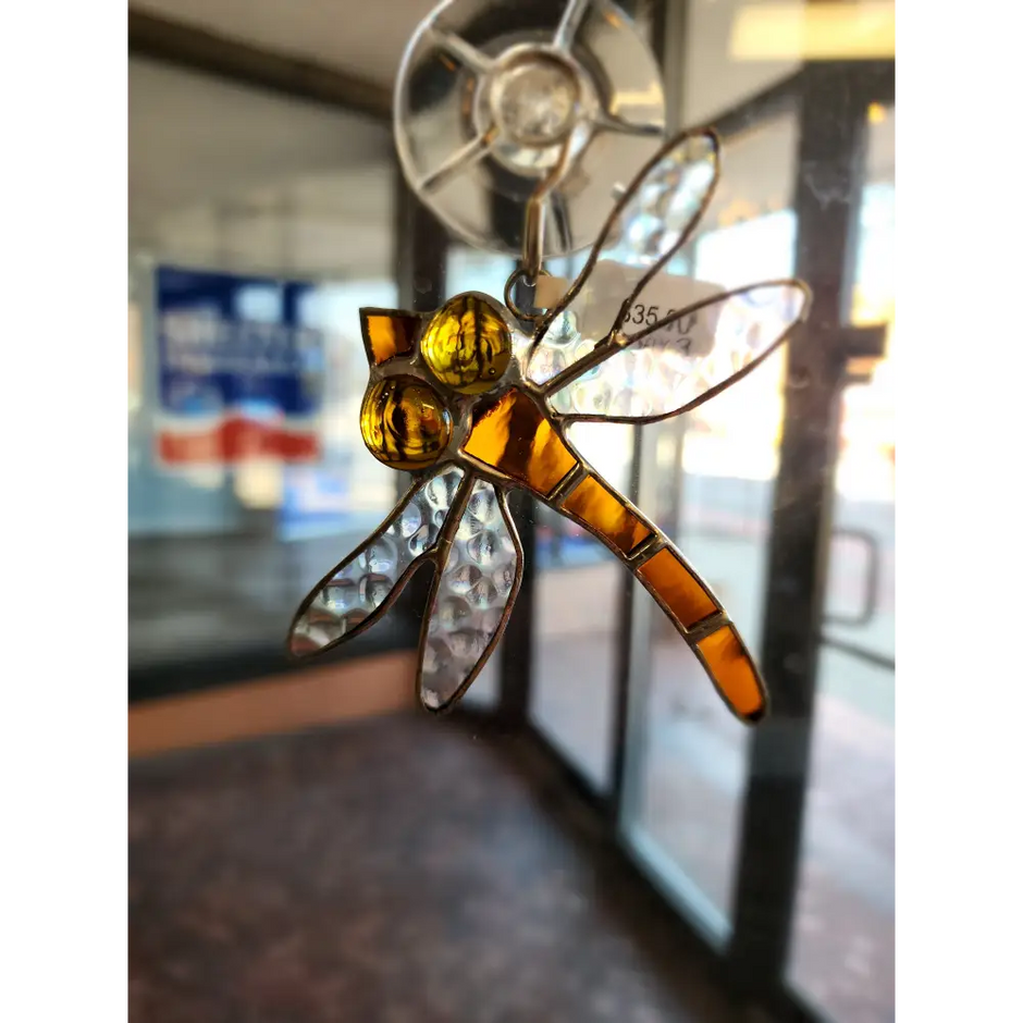 🐉 Stained Glass Dragonflies - 4.5’’ 🌈 - Yellow - Home Decor