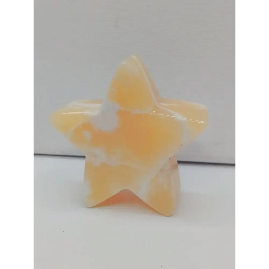 🌙⭐ Star and Moon Carvings – Dream Manifest and Illuminate Your Path ✨ - Orange Calcite Star - 2.5’’
