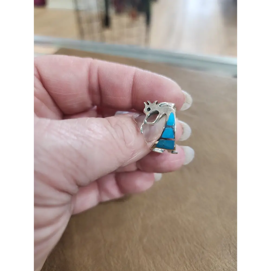 ✨ Sterling Silver Rings ✨ - Mens Kokpeli Size 9 inlaid Turquoise - Jewelry