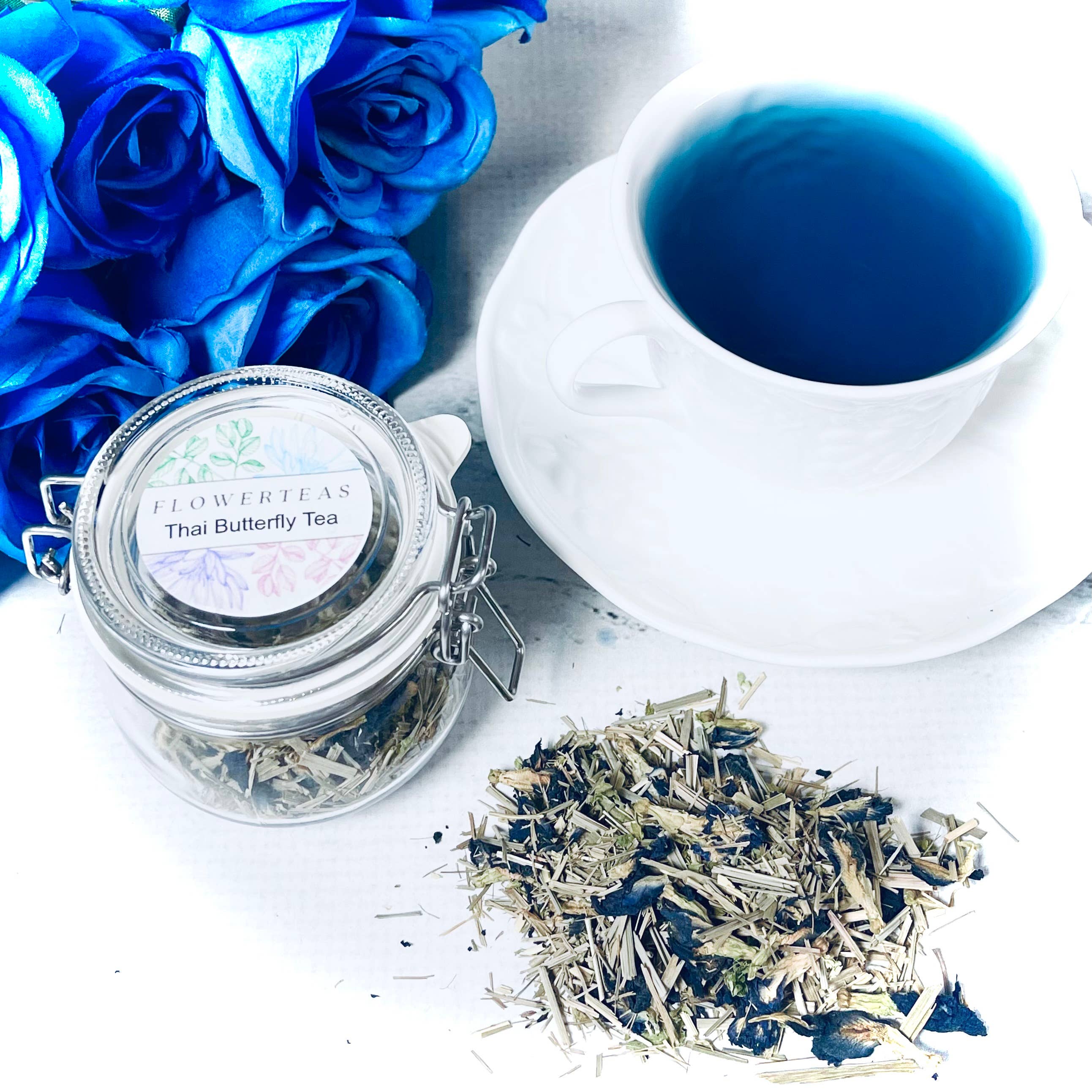 Thai Butterfly Loose Leaf Tea in Hermes Clamp Glass Jar - Teas & Accessories