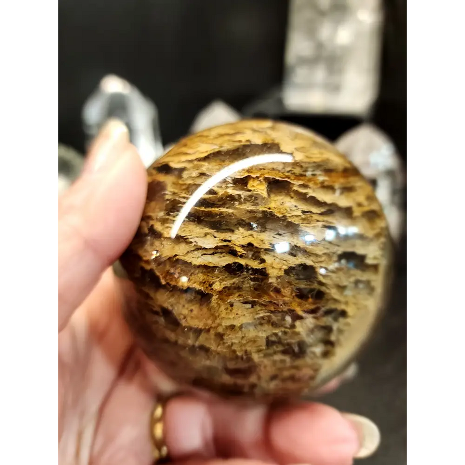 🌈✨ Thousand Layer & Garden Quartz Sphere with Incredible Rainbows – 3.25’’ – Layers of Mystery & Enchantment! 🌿