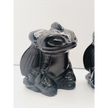 Toothless dragon carving, 3.5 inches, hand-carved from glossy black obsidian, displayed on a white background.