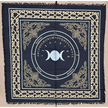 Triple Moon Altar Cloth/ Ouija Board Silver & gold Print on Black 24x24’’ - Altar Supplies