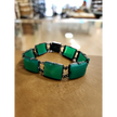 💚✨ Vintage Art Deco Green Chrysoprase Bracelet with Sterling Silver Clasp – Timeless Elegance & Heart Healing Energy! 🌿
