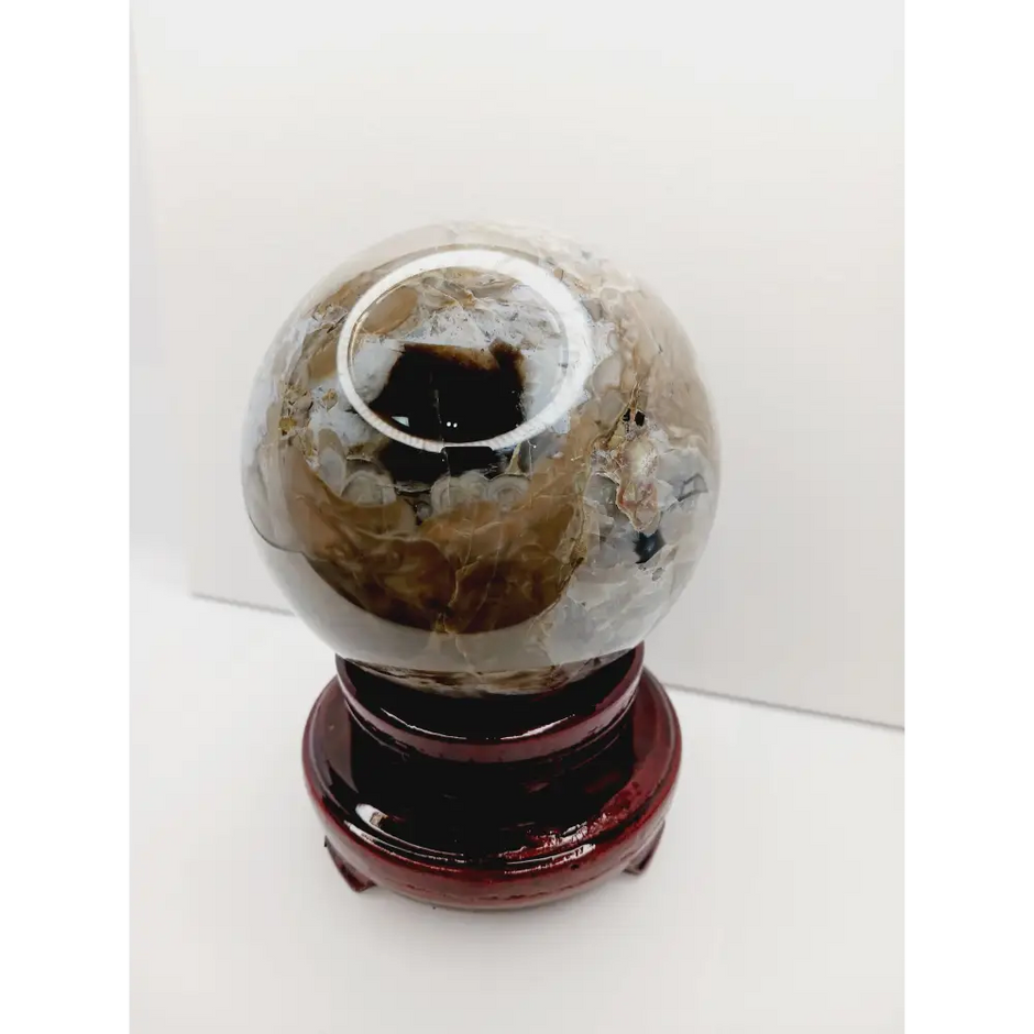 🌋✨ Volcano Agate Sphere w/ stand – Transformation Strength and Grounding. UV REACTIVE 🪐 - Spheres