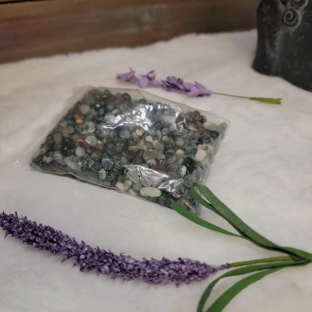 Water Bottle Chip Refill - Moss Agate Chips - Crystal Water Bottles