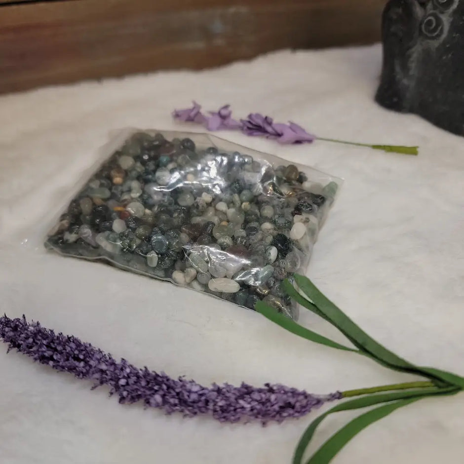 Water Bottle Chip Refill - Moss Agate Chips - Crystal Water Bottles