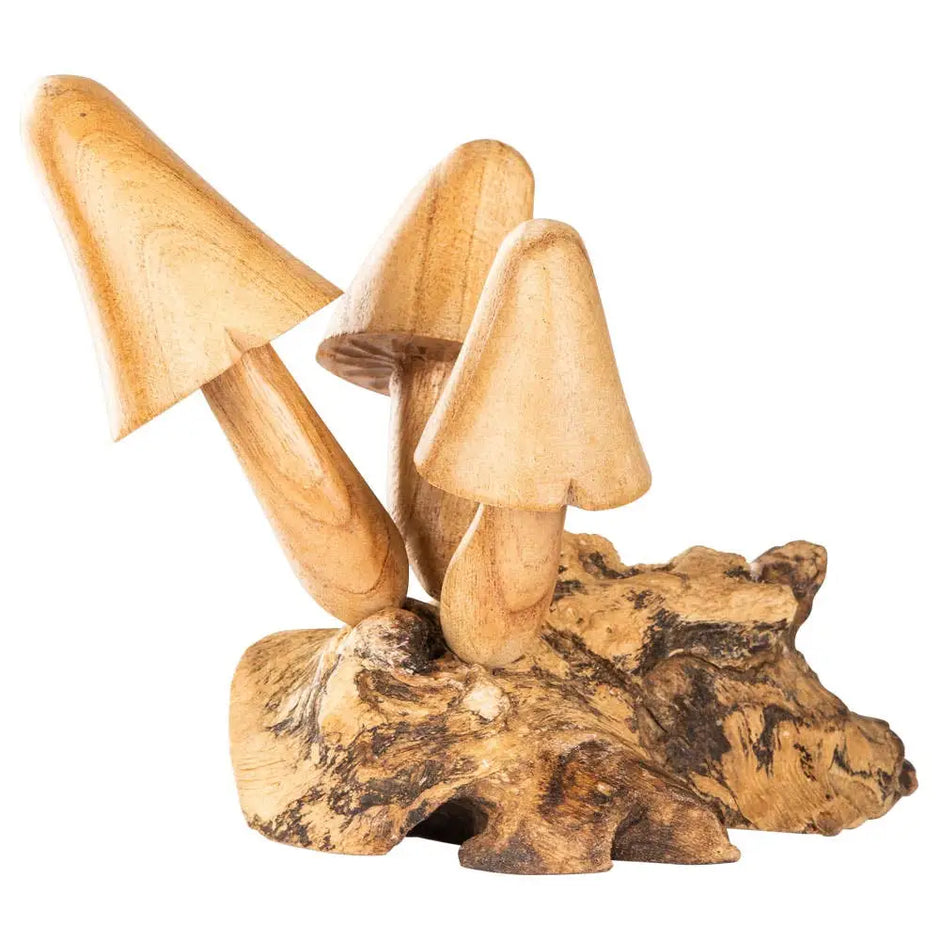 🍄✨ Wooden 3 Mushrooms Handcarved Home Decor – Woodland Whimsy and Earthy Magic! 🌿 - Statues